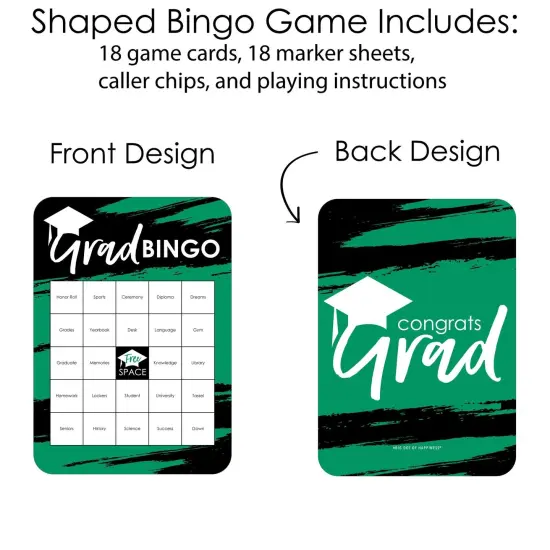 Big Dot of Happiness Green Grad - Best is Yet to Come - Bingo Cards and Markers - Green Graduation Party Shaped Bingo Game - Set of 18 {4}