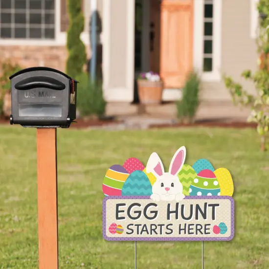 Big Dot of Happiness Easter Egg Hunt - Easter Bunny Party Yard Sign with Stakes - Double Sided Outdoor Lawn Sign - Set of 3 {3}