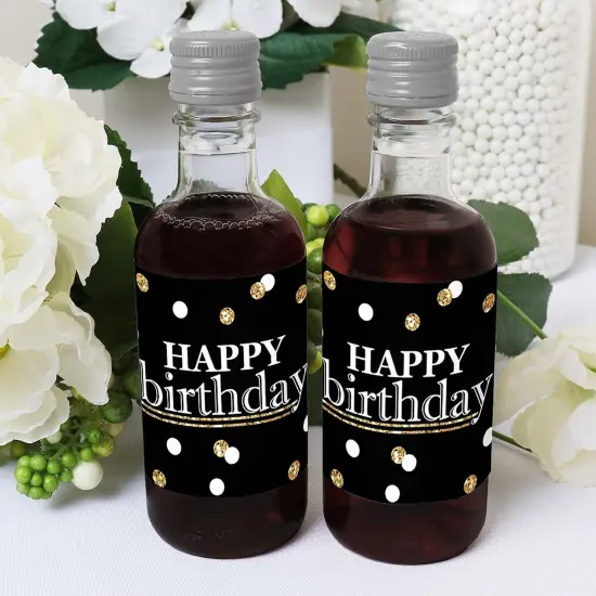 Big Dot of Happiness Adult Happy Birthday - Gold - Mini Wine & Champagne Bottle Label Stickers - Birthday Party Favor Gift for Women & Men - Set of 16 {6}