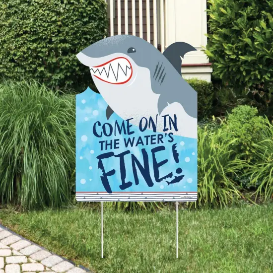 Big Dot of Happiness Shark Zone - Party Decorations - Jawsome Party or Birthday Party Welcome Yard Sign {1}
