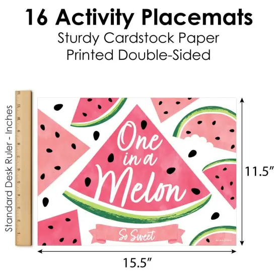 Big Dot of Happiness Sweet Watermelon - Paper Birthday Party Coloring Sheets - Activity Placemats - Set of 16 {6}