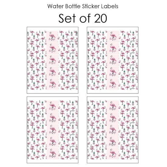 Big Dot of Happiness Pink Flamingo - Party Like a Pineapple - Tropical Summer Party Water Bottle Sticker Labels - Set of 20 {4}