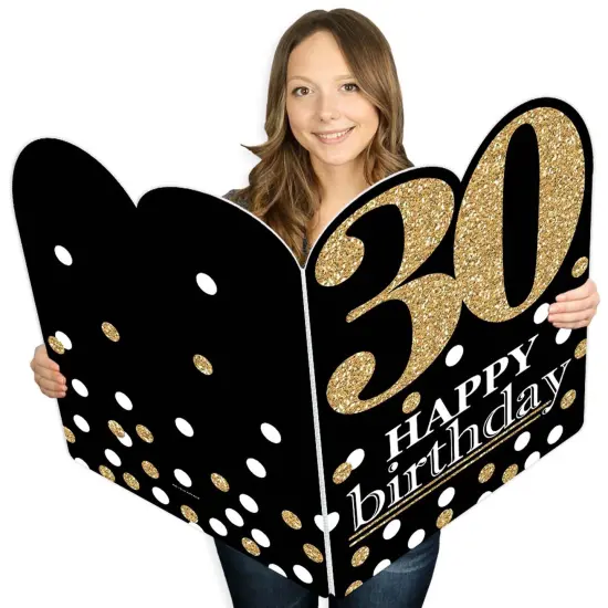 Big Dot of Happiness Adult 30th Birthday - Gold - Happy Birthday Giant Greeting Card - Big Shaped Jumborific Card {1}