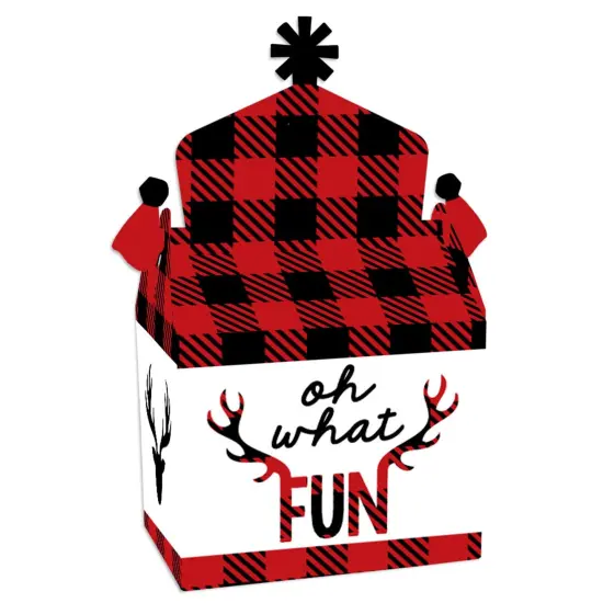 Big Dot of Happiness Prancing Plaid - Treat Box Party Favors - Reindeer Holiday and Christmas Party Goodie Gable Boxes - Set of 12 {1}