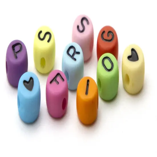 CousinDIY Alphabet Beads 7mm 250/Pkg-Assorted Round With Black Letters {4}