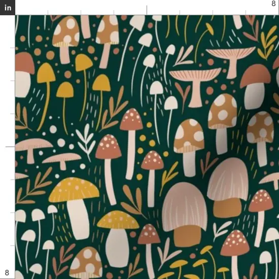 Various Fabrics by the Yard or Fat Quarter Nature Woodland Modern Children Hand-Drawn Small Scale mushrooms Mushroom s Botanical Toadstools Micro Fields Boho Custom Printed Fabric by Spoonflower {4}