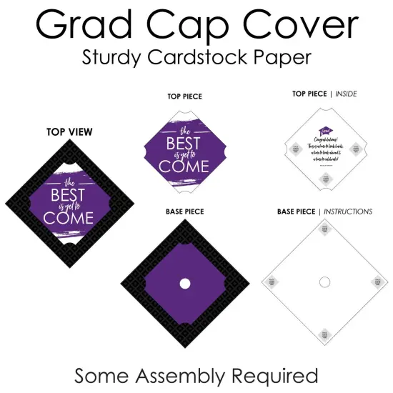 Big Dot of Happiness Purple Grad - Best is Yet to Come - Purple Graduation Cap Decorations Kit - Grad Cap Cover {7}