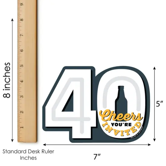 Big Dot of Happiness Cheers and Beers to 40 Years - Shaped Fill-In Invitations - 40th Birthday Party Invitation Cards with Envelopes - Set of 12 {7}