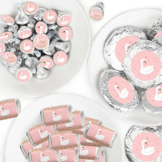 Big Dot of Happiness Swan Soiree - White Swan Baby Shower or Birthday Party Candy Favor Sticker Kit - 304 Pieces {1}