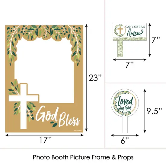 Big Dot of Happiness Elegant Cross - Religious Party Selfie Photo Booth Picture Frame and Props - Printed on Sturdy Material {6}