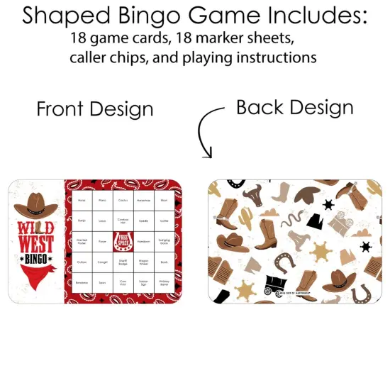 Big Dot of Happiness Western Hoedown - Bar Bingo Cards and Markers - Wild West Cowboy Party Bingo Game - Set of 18 {4}