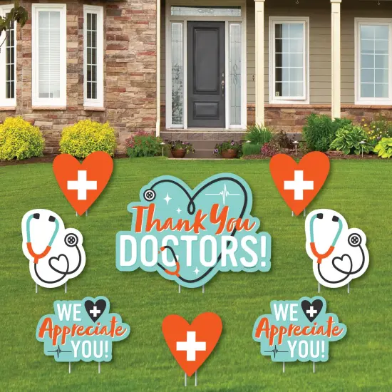 Big Dot of Happiness Thank You Doctors - Yard Sign and Outdoor Lawn Decorations - Doctor Appreciation Week Yard Signs - Set of 8 {1}