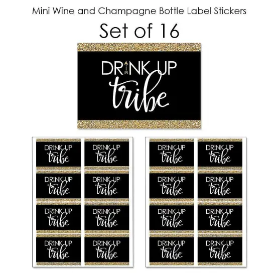 Big Dot of Happiness "Bride Tribe" - Mini Wine and Champagne Bottle Label Stickers - Bridal Shower or Bachelorette Party Favor Gift - Set of 16 {7}