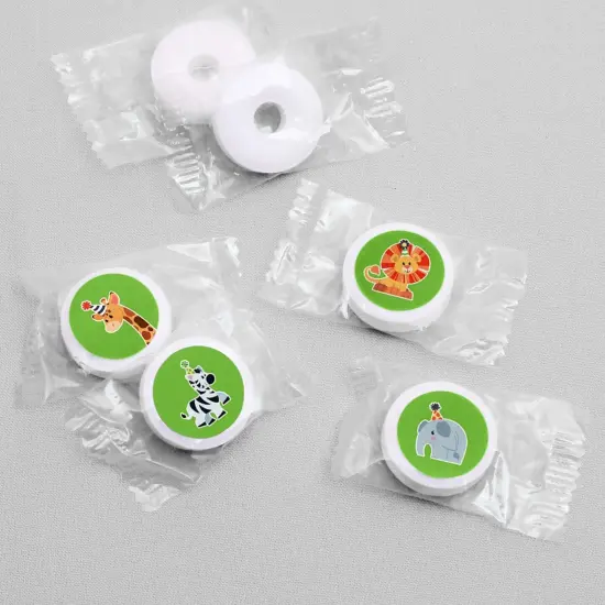 Big Dot of Happiness Jungle Party Animals - Birthday Party or Baby Shower Round Candy Sticker Favors - Labels Fits Chocolate Candy (1 sheet of 108) {4}
