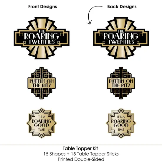 Big Dot of Happiness Roaring 20's - 1920s Art Deco Jazz Party Centerpiece Sticks - Table Toppers - Set of 15 {6}