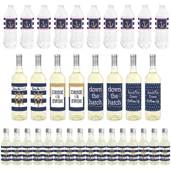 Big Dot of Happiness Last Sail Before the Veil - Nautical Bachelorette and Bridal Shower Decor - Beverage Bar Kit - 34 Pieces {1}