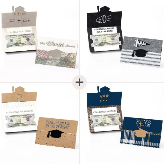Big Dot of Happiness Assorted Graduation Cards - Graduation Party Money Holder Cards - Set of 8 {4}