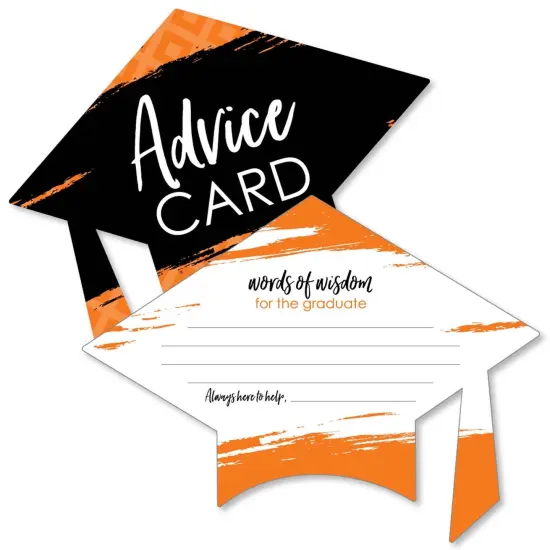 Big Dot of Happiness Orange Grad - Best is Yet to Come - Orange Grad Cap Wish Card Grad Party Activities - Shaped Advice Cards Games - Set of 20 {2}