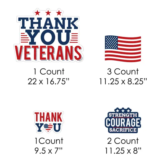 Big Dot of Happiness Thank You Veterans - Yard Sign and Outdoor Lawn Decorations - Support Our Troops Yard Signs - Set of 8 {7}