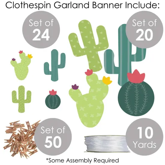 Big Dot of Happiness Prickly Cactus Party - Fiesta Party DIY Decorations - Clothespin Garland Banner - 44 Pieces {6}