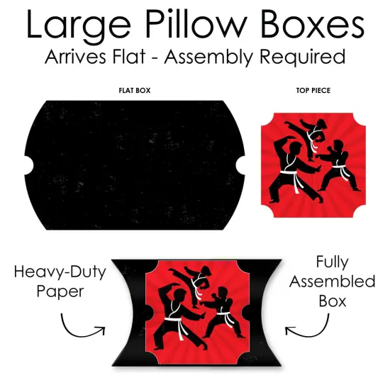 Big Dot of Happiness Karate Master - Favor Gift Boxes - Martial Arts Birthday Party Large Pillow Boxes - Set of 12 {7}