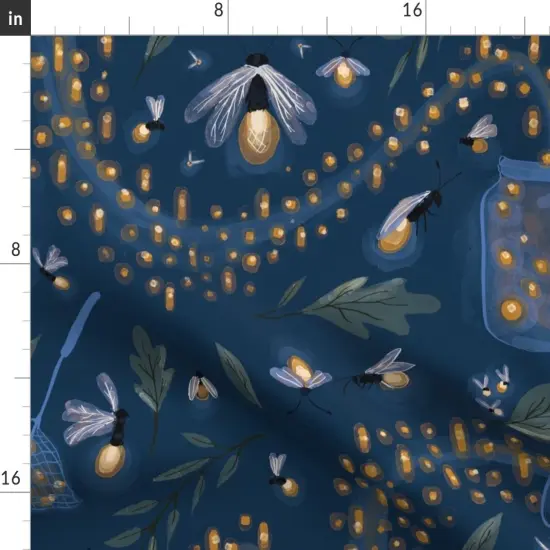 Various Fabrics by the Yard or Fat Quarter Fireflies Summer Bugs Picnic Outdoors Glass Jar Stars Nighttime Swirl Wishing Cute Custom Printed Fabric by Spoonflower {2}