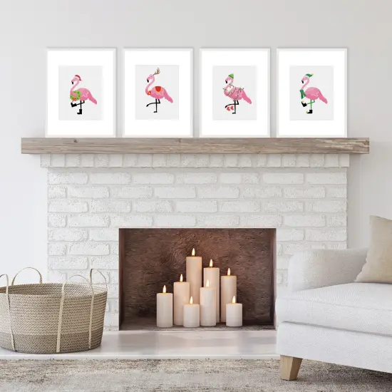 Big Dot of Happiness Flamingle Bells - Unframed Tropical Christmas Linen Paper Wall Art - Set of 4 - Artisms - 8 x 10 inches {3}