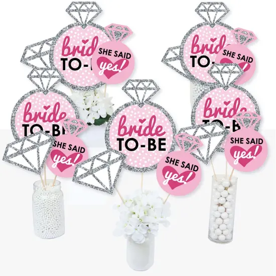 Big Dot of Happiness Bride-to-Be - Bridal Shower or Classy Bachelorette Party Centerpiece Sticks - Table Toppers - Set of 15 {3}