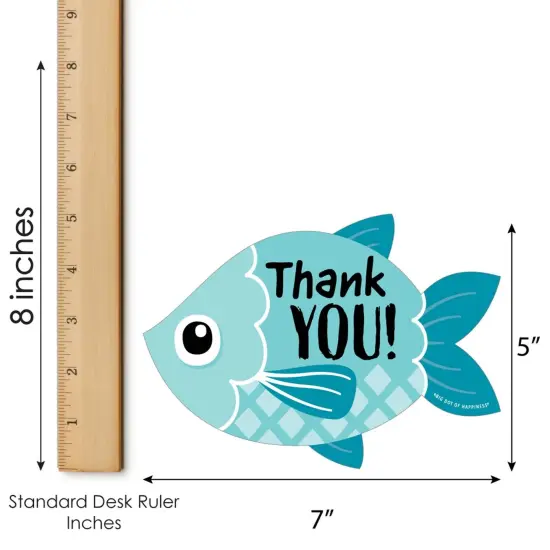 Big Dot of Happiness Let's Go Fishing - Shaped Thank You Cards - Fish Themed Birthday Party or Baby Shower Thank You Cards with Envelopes - Set of 12 {7}