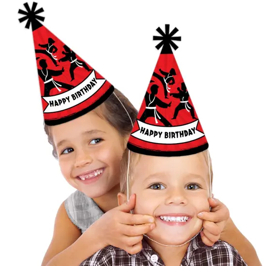 Big Dot of Happiness Karate Master - Cone Happy Birthday Party Hats for Kids and Adults - Set of 8 (Standard Size) {3}