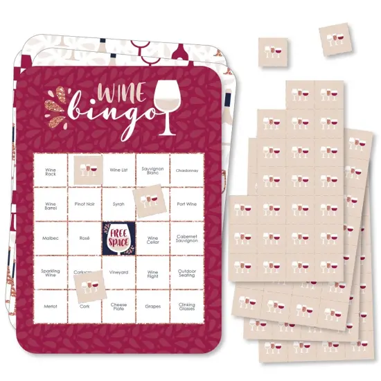 Big Dot of Happiness But First, Wine - Bingo Cards and Markers - Wine Tasting Party Bingo Game - Set of 18 {1}