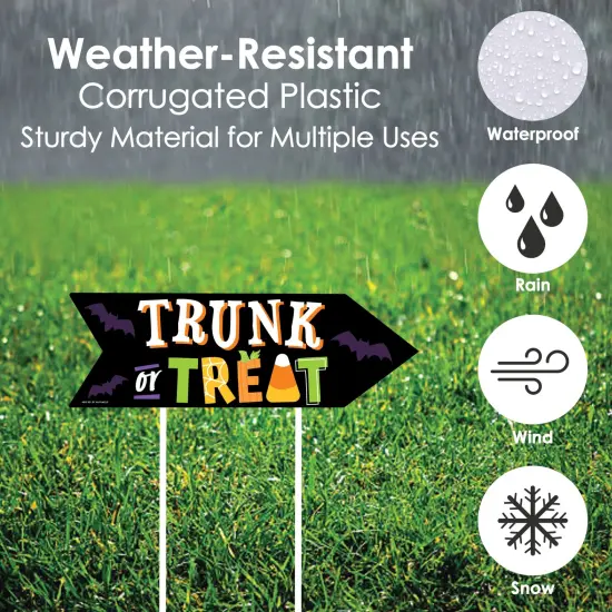 Big Dot of Happiness Trunk or Treat - Halloween Car Parade Party Sign Arrow - Double Sided Directional Yard Signs - Set of 2 {4}