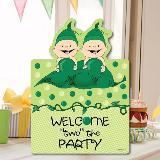 Big Dot of Happiness Double the Fun - Twins Two Peas in a Pod - Party Decorations - Baby Shower or First Birthday Party Welcome Yard Sign {6}