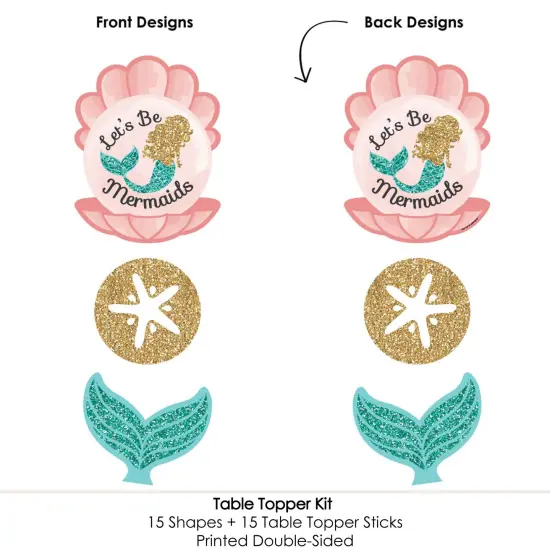 Big Dot of Happiness Let's Be Mermaids - Baby Shower or Birthday Party Centerpiece Sticks - Table Toppers - Set of 15 {6}