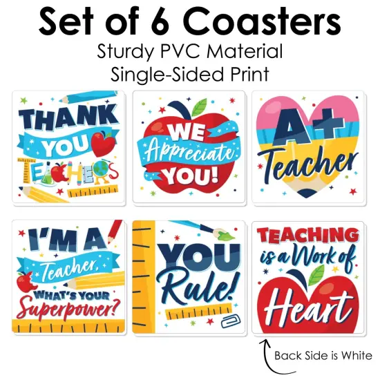 Big Dot of Happiness Thank You Teachers - Teacher Appreciation Decorations - Drink Coasters - Set of 6 {6}
