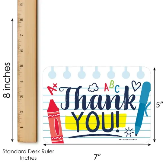 Big Dot of Happiness Back to School - Shaped Thank You Cards - First Day of School Classroom Thank You Note Cards with Envelopes - Set of 12 {7}
