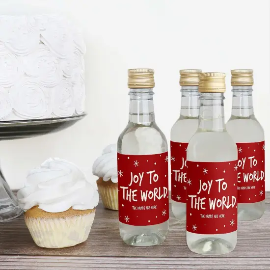 Big Dot of Happiness Joy To The World Christmas - Mini Wine and Champagne Bottle Label Stickers - Holiday Party Favor Gift for Women & Men - Set of 16 {4}