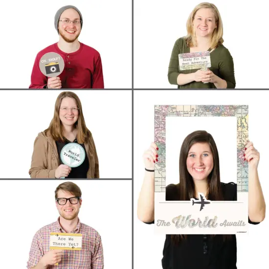 Big Dot of Happiness World Awaits - Travel Themed Party Selfie Photo Booth Picture Frame & Props - Printed on Sturdy Material {3}