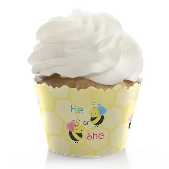 Big Dot of Happiness What Will It Bee - Gender Reveal Decorations - Party Cupcake Wrappers - Set of 12 {1}