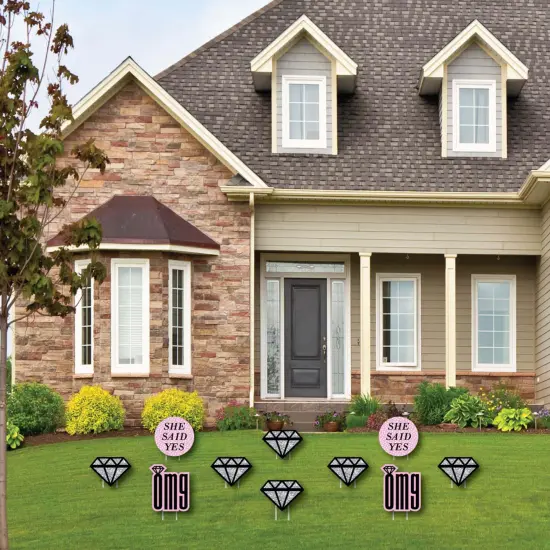 Big Dot of Happiness Omg, You're Getting Married - Diamond Ring Lawn Decorations - Outdoor Engagement Party Yard Decorations - 10 Piece {3}