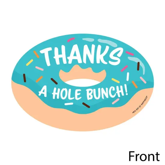 Big Dot of Happiness Donut Worry, Let's Party - Shaped Thank You Cards - Doughnut Party Thank You Note Cards with Envelopes - Set of 12 {4}