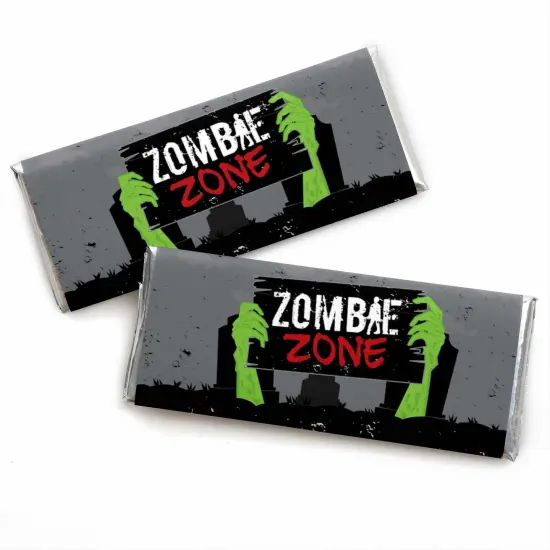 Big Dot of Happiness Zombie Zone - Candy Bar Wrapper Halloween or Birthday Zombie Crawl Party Favors - Set of 24 {1}