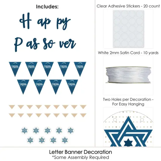 Big Dot of Happiness Happy Passover - Pesach Party Letter Banner Decoration - 36 Banner Cutouts and Happy Passover Banner Letters {6}