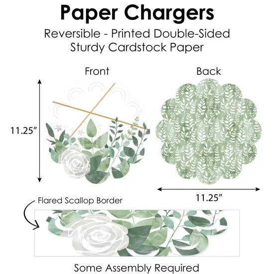 Big Dot of Happiness Boho Botanical - Greenery Party Paper Charger and Table Decorations - Chargerific Kit - Place Setting for 8 {6}