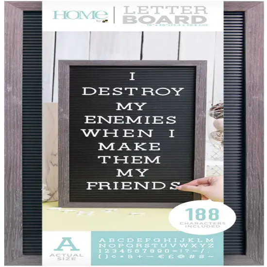 DCWV Framed Letterboard 10"X20"-Gray Stained W/Black Insert {1}