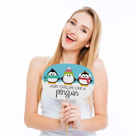 Big Dot of Happiness Holly Jolly Penguin Christmas - Holiday Photo Booth Props Kit - 20 Count {4}