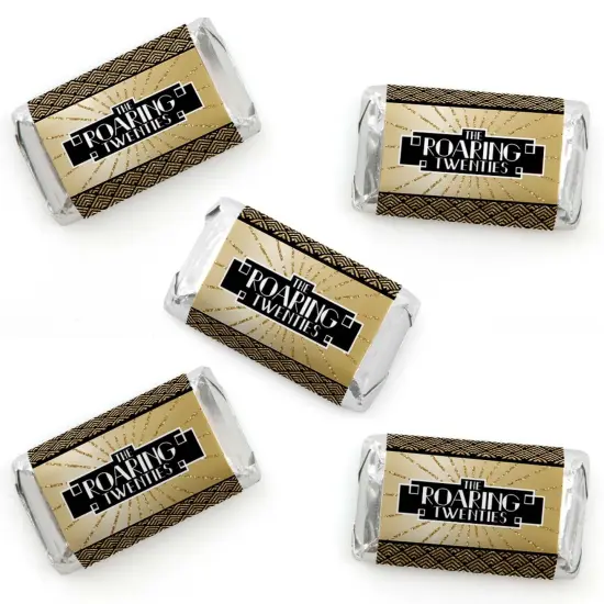 Big Dot of Happiness Roaring 20's - Mini Candy Bar Wrapper Stickers - 1920s Art Deco Jazz Party Small Favors - 40 Count {1}