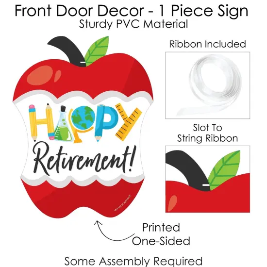 Big Dot of Happiness Teacher Retirement - Hanging Porch Happy Retirement Party Outdoor Decorations - Front Door Decor - 1 Piece Sign {6}