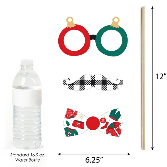 Big Dot of Happiness Christmas Pajamas - Holiday Plaid PJ Party Photo Booth Props Kit - 20 Count {6}