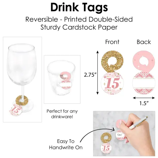 Big Dot of Happiness Mis Quince Anos - Quinceanera Sweet 15 Birthday Party Paper Charger and Table Decorations - Chargerific Kit - Place Setting for 8 {7}